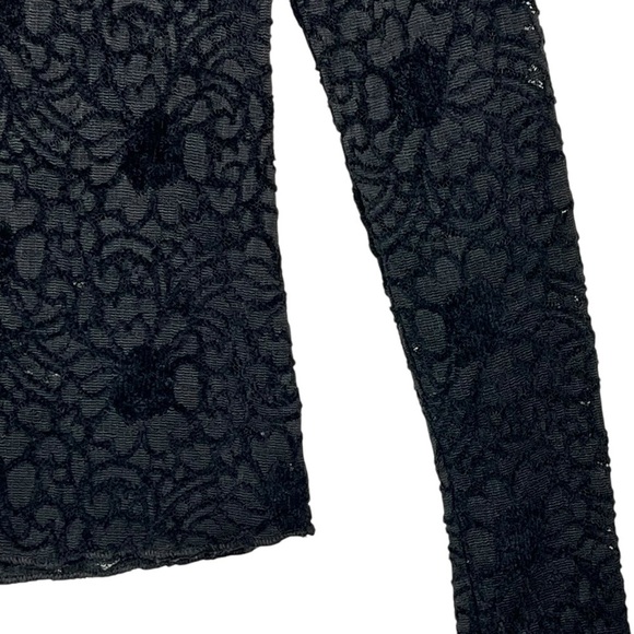 Intimately Free People Floral Black Lace Burnout Velvet V-Neck Top Size Large - Picture 5 of 9